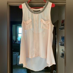 Light Link Beaded Neckline Backless Tank Top